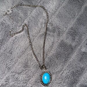 Silver Necklace with Turquoise Pendant